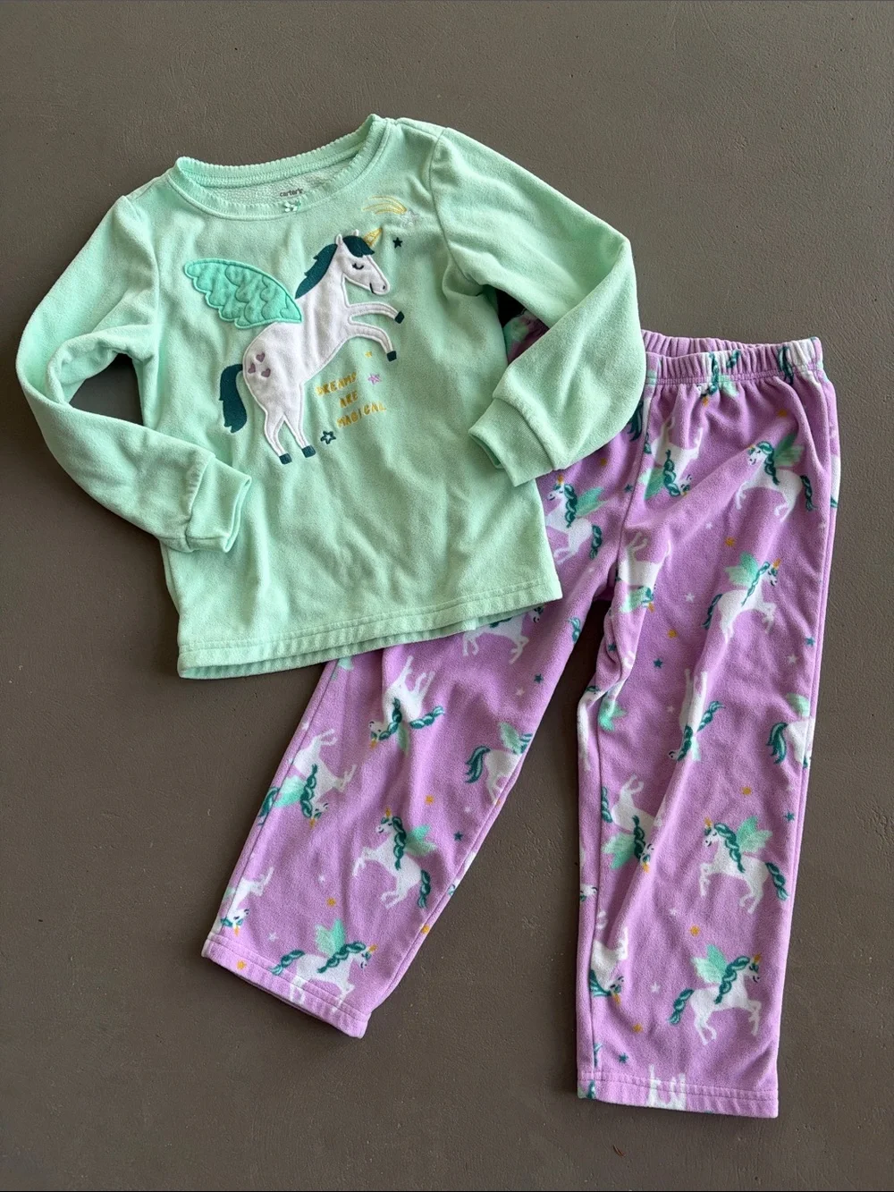 Carter's Mint Green & Lavender Unicorn Pajama Set Size 5T